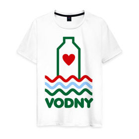 Мужская футболка хлопок с принтом Vodny в Екатеринбурге, 100% хлопок | прямой крой, круглый вырез горловины, длина до линии бедер, слегка спущенное плечо. | vodny | водный | музыка | музыка для души | регги