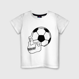 Детская футболка хлопок с принтом Футбольная голова в Екатеринбурге, 100% хлопок | круглый вырез горловины, полуприлегающий силуэт, длина до линии бедер | football | кости | мяч | спорт | футбол | футболерывкашники | футбольная голова | череп