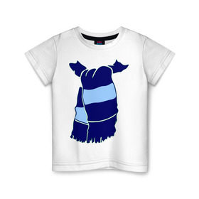 Детская футболка хлопок с принтом Зенит шарф в Екатеринбурге, 100% хлопок | круглый вырез горловины, полуприлегающий силуэт, длина до линии бедер | football | болельщик | мяч | спорт | футбол | футболерывкашники | шарф | шарф болельщика