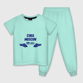 Детская пижама хлопок с принтом CSKA Moscow в Екатеринбурге, 100% хлопок |  брюки и футболка прямого кроя, без карманов, на брюках мягкая резинка на поясе и по низу штанин
 | Тематика изображения на принте: цска