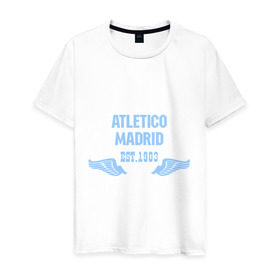 Мужская футболка хлопок с принтом Atletico Madrid (Атлетико Мадрид) в Екатеринбурге, 100% хлопок | прямой крой, круглый вырез горловины, длина до линии бедер, слегка спущенное плечо. | atletico madrid | атлетико мадрид | спорт | футбол