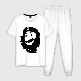 Мужская пижама хлопок с принтом Che Mario в Екатеринбурге, 100% хлопок | брюки и футболка прямого кроя, без карманов, на брюках мягкая резинка на поясе и по низу штанин
 | nintendo | марио | нинтендо | че гевара