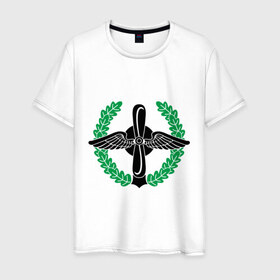 Мужская футболка хлопок с принтом Символ военно-воздушных сил в Екатеринбурге, 100% хлопок | прямой крой, круглый вырез горловины, длина до линии бедер, слегка спущенное плечо. | крылья