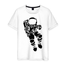 Мужская футболка хлопок с принтом Космонавт в Екатеринбурге, 100% хлопок | прямой крой, круглый вырез горловины, длина до линии бедер, слегка спущенное плечо. | астрономия | звезды | земля | космонавт | космос | прикольные картинки