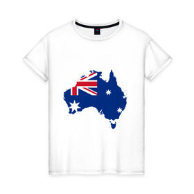 Женская футболка хлопок с принтом Флаг Австралии в Екатеринбурге, 100% хлопок | прямой крой, круглый вырез горловины, длина до линии бедер, слегка спущенное плечо | 
