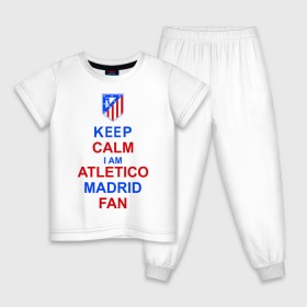 Детская пижама хлопок с принтом keep calm i am Atletico Madrid fan ( Атлетико ) в Екатеринбурге, 100% хлопок |  брюки и футболка прямого кроя, без карманов, на брюках мягкая резинка на поясе и по низу штанин
 | keep calm i am atletico | мяч | спорт | футбол