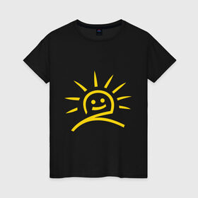 Женская футболка хлопок с принтом Солнечное настроение в Екатеринбурге, 100% хлопок | прямой крой, круглый вырез горловины, длина до линии бедер, слегка спущенное плечо | 