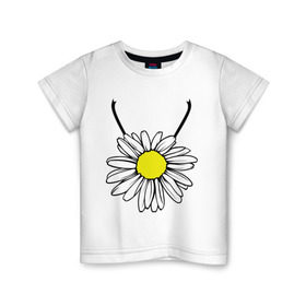 Детская футболка хлопок с принтом Подвеска-ромашка в Екатеринбурге, 100% хлопок | круглый вырез горловины, полуприлегающий силуэт, длина до линии бедер | 8 марта | девушкам | идеи подарков | подвеска | ромашка | цветы