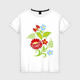 Женская футболка хлопок с принтом Великолепие из полевых цветов в Екатеринбурге, 100% хлопок | прямой крой, круглый вырез горловины, длина до линии бедер, слегка спущенное плечо | 