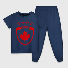 Детская пижама хлопок с принтом Канада в Екатеринбурге, 100% хлопок |  брюки и футболка прямого кроя, без карманов, на брюках мягкая резинка на поясе и по низу штанин
 | канада | спорт | хоккеист | хоккей | шайба