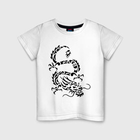 Детская футболка хлопок с принтом Китайский дракон в Екатеринбурге, 100% хлопок | круглый вырез горловины, полуприлегающий силуэт, длина до линии бедер | Тематика изображения на принте: китайский дракон | прикольные картинки | трайблы и узоры