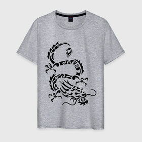 Мужская футболка хлопок с принтом Китайский дракон в Екатеринбурге, 100% хлопок | прямой крой, круглый вырез горловины, длина до линии бедер, слегка спущенное плечо. | китайский дракон | прикольные картинки | трайблы и узоры