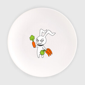 Тарелка с принтом Злой зайчик в Екатеринбурге, фарфор | диаметр - 210 мм
диаметр для нанесения принта - 120 мм | Тематика изображения на принте: животные | зайка | злой зайчик | кролик | морковка | прикольные картинки