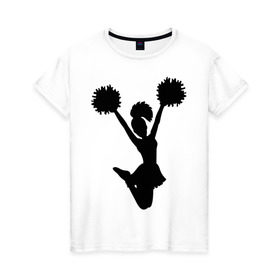 Женская футболка хлопок с принтом Черлидерша в Екатеринбурге, 100% хлопок | прямой крой, круглый вырез горловины, длина до линии бедер, слегка спущенное плечо | болельщица | разное спортивное | спорт | черлидерша
