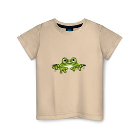 Детская футболка хлопок с принтом Жаба в Екатеринбурге, 100% хлопок | круглый вырез горловины, полуприлегающий силуэт, длина до линии бедер | жаба | лягушка | няшка | позитив и смайлы | прикольные картинки