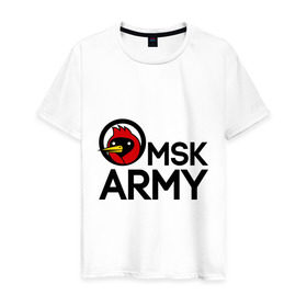 Мужская футболка хлопок с принтом Omsk army в Екатеринбурге, 100% хлопок | прямой крой, круглый вырез горловины, длина до линии бедер, слегка спущенное плечо. | omsk army | omskoe tv | видеоблоггер | омская птица | омское тв