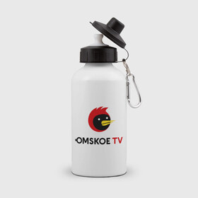 Бутылка спортивная с принтом Omskoe TV logo в Екатеринбурге, металл | емкость — 500 мл, в комплекте две пластиковые крышки и карабин для крепления | logo | omskoe tv | видеоблоггер | лого | логотип | омская птица | омское тв