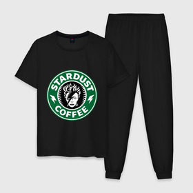 Мужская пижама хлопок с принтом Stardust coffee в Екатеринбурге, 100% хлопок | брюки и футболка прямого кроя, без карманов, на брюках мягкая резинка на поясе и по низу штанин
 | stardust coffee | зерна | кофе | напиток | популярные | прикольные картинки