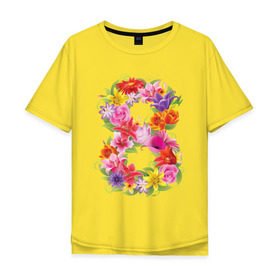 Мужская футболка хлопок Oversize с принтом 8 марта из цветов в Екатеринбурге, 100% хлопок | свободный крой, круглый ворот, “спинка” длиннее передней части | 8 марта | 8 марта из цветов | идеи подарков | любимая | мама | подарок | цветы