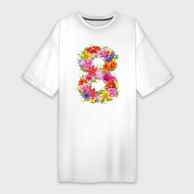 Платье-футболка хлопок с принтом 8 марта из цветов в Екатеринбурге,  |  | 8 марта | 8 марта из цветов | идеи подарков | любимая | мама | подарок | цветы