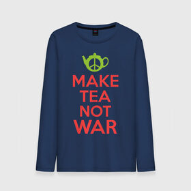 Мужской лонгслив хлопок с принтом Make tea not war в Екатеринбурге, 100% хлопок |  | keep calm | make tea not war | прикольные надписи | чай