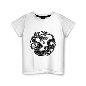 Детская футболка хлопок с принтом Китайский древний дракон в Екатеринбурге, 100% хлопок | круглый вырез горловины, полуприлегающий силуэт, длина до линии бедер | Тематика изображения на принте: дракон | дьяволы | китайский дракон | китайский древний дракон | монстры | прикольные картинки