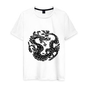 Мужская футболка хлопок с принтом Китайский древний дракон в Екатеринбурге, 100% хлопок | прямой крой, круглый вырез горловины, длина до линии бедер, слегка спущенное плечо. | дракон | дьяволы | китайский дракон | китайский древний дракон | монстры | прикольные картинки