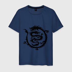 Мужская футболка хлопок с принтом Двойной дракон в Екатеринбурге, 100% хлопок | прямой крой, круглый вырез горловины, длина до линии бедер, слегка спущенное плечо. | двойной дракон | дракон | монстры | привидения и дьяволы | прикольные картинки