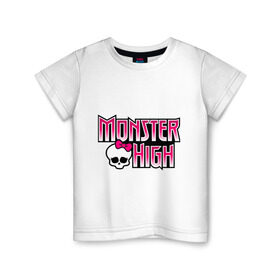 Детская футболка хлопок с принтом Monster High logo в Екатеринбурге, 100% хлопок | круглый вырез горловины, полуприлегающий силуэт, длина до линии бедер | Тематика изображения на принте: monster high | кукла монстр | куклы | монстры | школа монстров