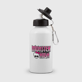 Бутылка спортивная с принтом Monster High logo в Екатеринбурге, металл | емкость — 500 мл, в комплекте две пластиковые крышки и карабин для крепления | monster high | кукла монстр | куклы | монстры | школа монстров