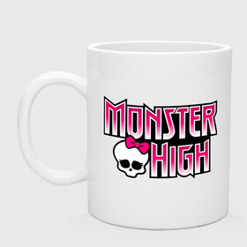 Кружка с принтом Monster High logo в Екатеринбурге, керамика | объем — 330 мл, диаметр — 80 мм. Принт наносится на бока кружки, можно сделать два разных изображения | monster high | кукла монстр | куклы | монстры | школа монстров