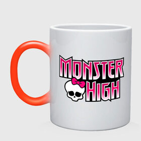 Кружка хамелеон с принтом Monster High logo в Екатеринбурге, керамика | меняет цвет при нагревании, емкость 330 мл | monster high | кукла монстр | куклы | монстры | школа монстров
