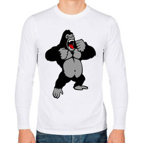Мужской лонгслив хлопок с принтом Злая горилла в Екатеринбурге, 100% хлопок |  | горилла | животные | злая горилла | обезьяна