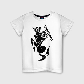 Детская футболка хлопок с принтом Козерог в Екатеринбурге, 100% хлопок | круглый вырез горловины, полуприлегающий силуэт, длина до линии бедер | Тематика изображения на принте: знаки зодиака | козерог | прикольные картинки