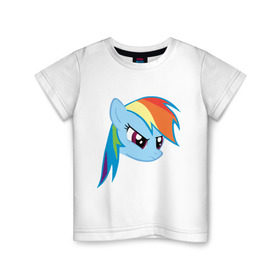 Детская футболка хлопок с принтом Rainbow Dash в Екатеринбурге, 100% хлопок | круглый вырез горловины, полуприлегающий силуэт, длина до линии бедер | my little pony | rainbow dash | дружба   это чудо | мультфильм | пони | поняши | поняшки | радуга дэш