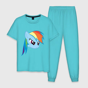Мужская пижама хлопок с принтом Rainbow Dash в Екатеринбурге, 100% хлопок | брюки и футболка прямого кроя, без карманов, на брюках мягкая резинка на поясе и по низу штанин
 | my little pony | rainbow dash | дружба   это чудо | мультфильм | пони | поняши | поняшки | радуга дэш