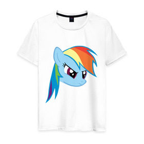 Мужская футболка хлопок с принтом Rainbow Dash в Екатеринбурге, 100% хлопок | прямой крой, круглый вырез горловины, длина до линии бедер, слегка спущенное плечо. | my little pony | rainbow dash | дружба   это чудо | мультфильм | пони | поняши | поняшки | радуга дэш