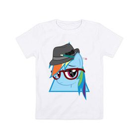 Детская футболка хлопок с принтом Rainbow Dash hipster в Екатеринбурге, 100% хлопок | круглый вырез горловины, полуприлегающий силуэт, длина до линии бедер | hipster | my little pony | rainbow dash | swag | дружба   это чудо | мультфильм | пони | поняши | поняшки | радуга дэш | сваг | свэг