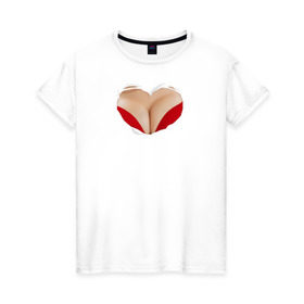 Женская футболка хлопок с принтом Бюст - сердечко в Екатеринбурге, 100% хлопок | прямой крой, круглый вырез горловины, длина до линии бедер, слегка спущенное плечо | body | heart | woman body | голое тело | женское тело | подарок жене | тело