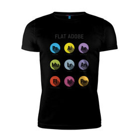 Мужская футболка премиум с принтом Flat Adobe в Екатеринбурге, 92% хлопок, 8% лайкра | приталенный силуэт, круглый вырез ворота, длина до линии бедра, короткий рукав | flat adobe | графика | графический дизайн | дизайнерам | профессии