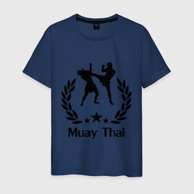 Мужская футболка хлопок с принтом Muay Thai (Тайский бокс) в Екатеринбурге, 100% хлопок | прямой крой, круглый вырез горловины, длина до линии бедер, слегка спущенное плечо. | muay thai | бокс | спорт | тайский бокс