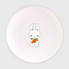 Тарелка с принтом Зайчик с морковкой в Екатеринбурге, фарфор | диаметр - 210 мм
диаметр для нанесения принта - 120 мм | белый кролик | животные | зайчик | зайчик с морковкой | морковь