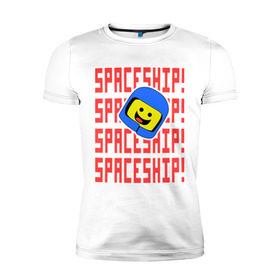 Мужская футболка премиум с принтом Spaceship в Екатеринбурге, 92% хлопок, 8% лайкра | приталенный силуэт, круглый вырез ворота, длина до линии бедра, короткий рукав | everything is awesome | spaceship | the lego movie | лего | легофильм | фильм