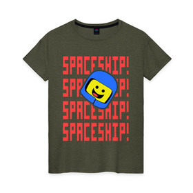 Женская футболка хлопок с принтом Spaceship в Екатеринбурге, 100% хлопок | прямой крой, круглый вырез горловины, длина до линии бедер, слегка спущенное плечо | everything is awesome | spaceship | the lego movie | лего | легофильм | фильм