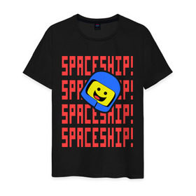 Мужская футболка хлопок с принтом Spaceship в Екатеринбурге, 100% хлопок | прямой крой, круглый вырез горловины, длина до линии бедер, слегка спущенное плечо. | everything is awesome | spaceship | the lego movie | лего | легофильм | фильм