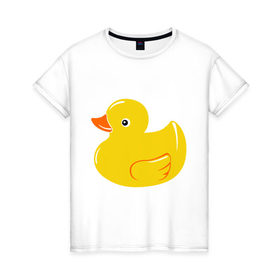 Женская футболка хлопок с принтом Утёнок в Екатеринбурге, 100% хлопок | прямой крой, круглый вырез горловины, длина до линии бедер, слегка спущенное плечо | детям | животные | кря | птица | утёнок