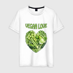 Мужская футболка хлопок с принтом Вегетарианцы - Я никого не ем! в Екатеринбурге, 100% хлопок | прямой крой, круглый вырез горловины, длина до линии бедер, слегка спущенное плечо. | vegan | вегетарианцы | капуста | луг | овощи | я никого не ем | яблоко