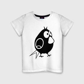 Детская футболка хлопок с принтом Забавная птичка в Екатеринбурге, 100% хлопок | круглый вырез горловины, полуприлегающий силуэт, длина до линии бедер | воробей | животные | забавная птичка | прикольные картинки