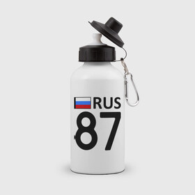 Бутылка спортивная с принтом Чукотский АО (87) в Екатеринбурге, металл | емкость — 500 мл, в комплекте две пластиковые крышки и карабин для крепления | 