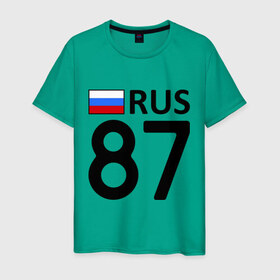 Мужская футболка хлопок с принтом Чукотский АО (87) в Екатеринбурге, 100% хлопок | прямой крой, круглый вырез горловины, длина до линии бедер, слегка спущенное плечо. | 